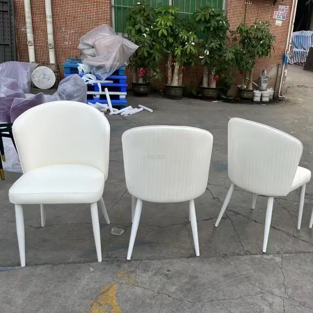 

Handmade White Velvet Dining Chairs for Home Hotel Banquet Wedding Events Durable Stainless Steel Furniture Outdoor Living Room