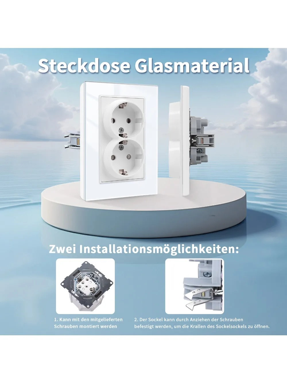 Dubbele EU-wandcontactdoos 120 * 86 mm Gehard glazen paneel 2 EU Stadnard stopcontacten Wisselstroompunten Stekkeruitgangen 110-250 V - afbeelding 2