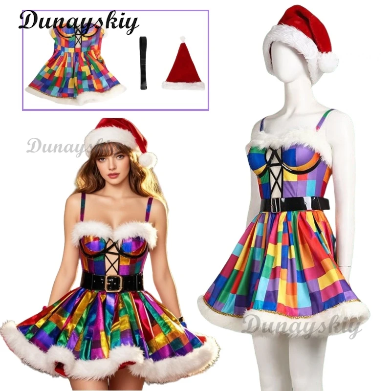 Kerstjurk Dames Meisjes Cosplay Kostuum Mevrouw Claus Origineel Ontworpen Tailleriem Fancy Aangepast