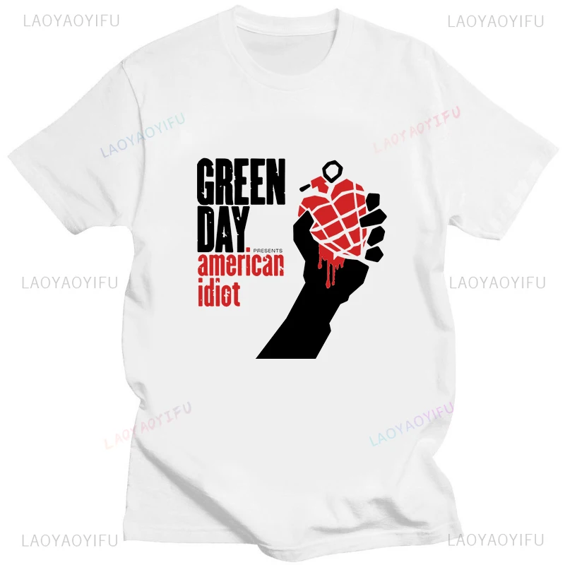 Green Day „American Idiot Albuum Cover” T-shirty Mężczyźni Kobiety T-shirty oversize Nowość Zabawna odzież uliczna Letnia wygodna koszulka