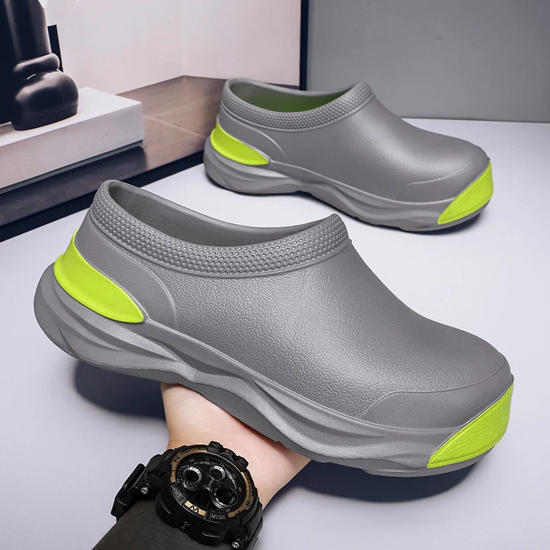 Men\'s Slippers Light Waterproof Chef Shoes Indoor Hotel Casual Kitchen Work Cook Shoes For Women Outdoor Fishing Shoes