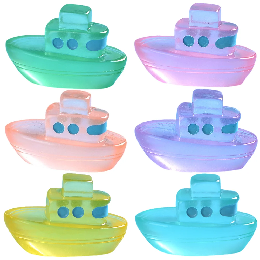 6 Pcs Mini Boat Micro Landscape Cruise Ship Decoration Fish Tank Decorations Ornaments Miniature Model