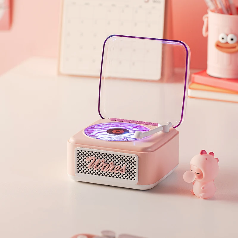 ホワイトノイズ Bluetooth スピーカーミニレトロポータブルヴィンテージ睡眠補助 Bluetooth スピーカーサブウーファー RGB ライトサポート TF カード