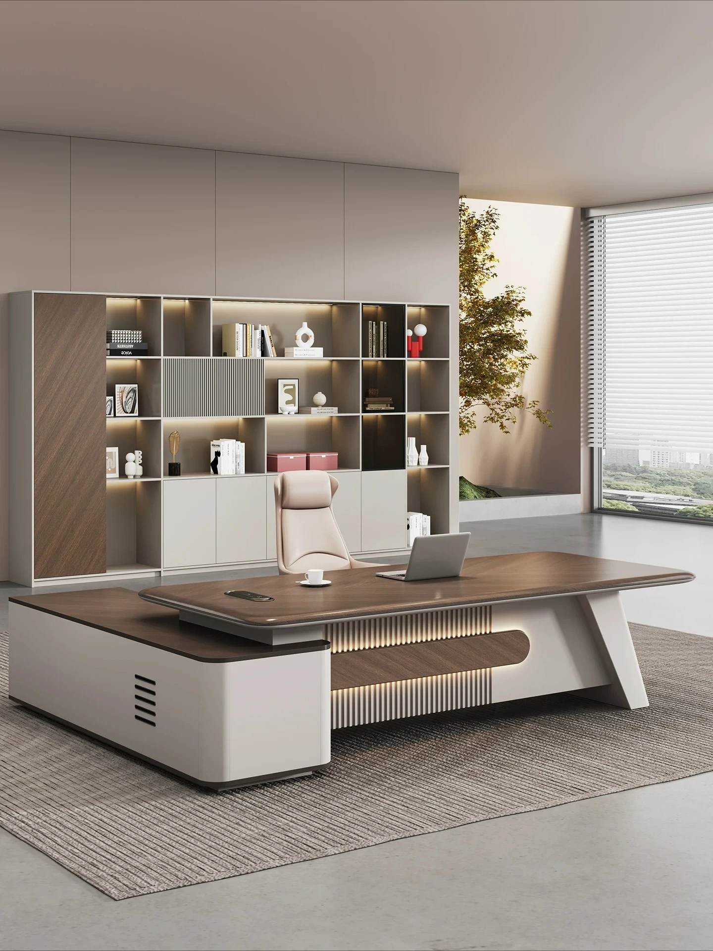 Office desks and chairs are simple, modern, high-end leadership office, large class desk, president computer desk, desk