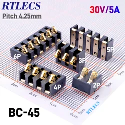 2 PCS Spring Compression Contact 4.25 mm Pitch 2 3 4 5 6 Pin male Connector Surface Mount Battery Connectors Insulator 4.75mm H