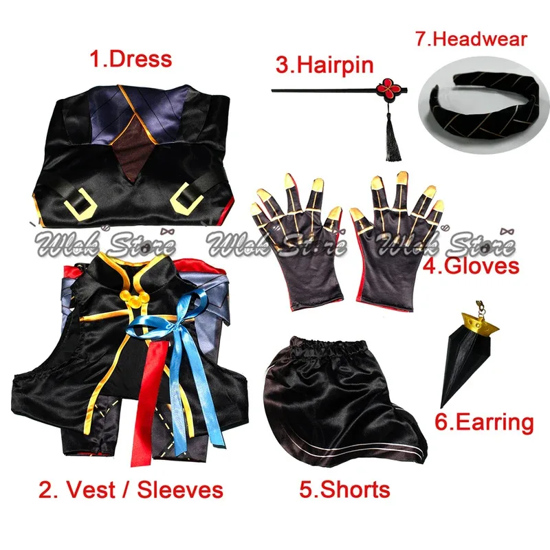 لعبة Wuthering موجات Yinlin تأثيري حلي شعر مستعار تشي باو فستان القرط أغطية الرأس النساء هالوين حفلة كرنفال الزي الشعر الأحمر