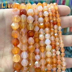 주얼리 제작용 천연석 면 주황색 빨간색 마노 비즈, DIY 여성 액세서리, 팔찌 목걸이, 15 인치 도매, 6mm, 8mm, 10mm