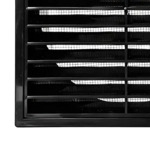 Black ABS Louvred Wall Vent Grille With Fly Screen For Exterior Walls Bathroom Kitchen Airflow 100-200mm