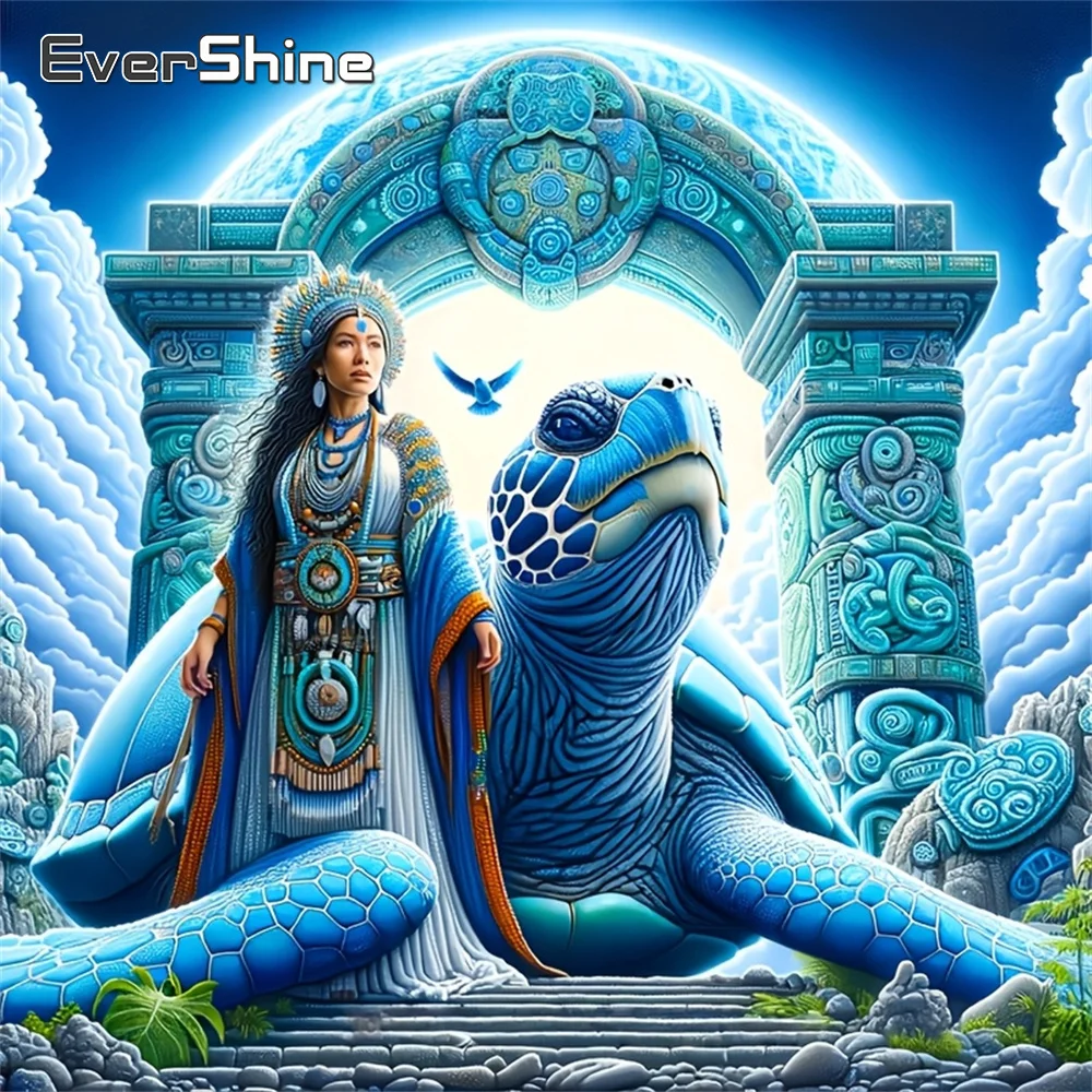 EverShine Diamond Painting Porträt Strass-Stickerei Meeresschildkröte Vollquadrat-Mosaik Frau Heimdekoration