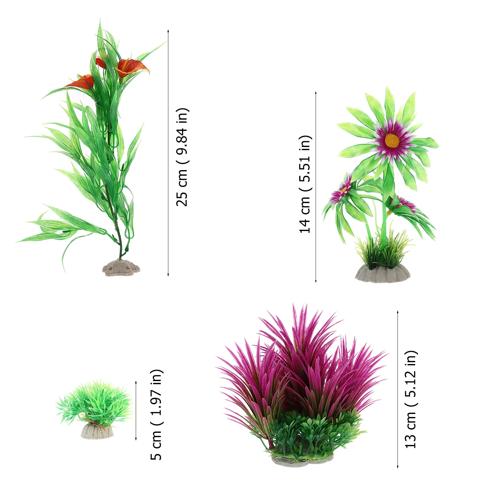 

8pcs Artificial Plant Decoration for Aquarium Fish Tank Faux Aquatic Plants Grass Realistic Lifelike Safe Plastic Durable