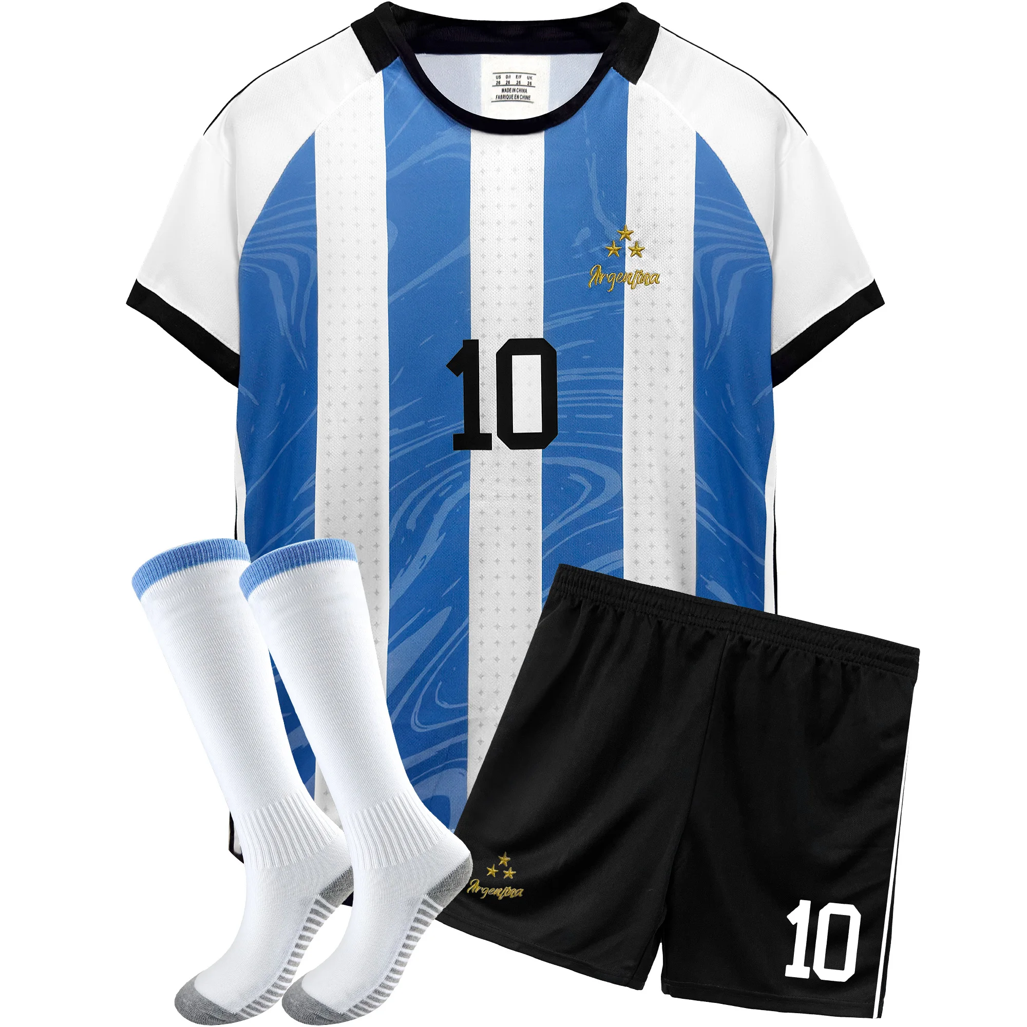 Maglia da calcio per ragazzi blu # 10 maglie per tifosi sportivi per bambini e ragazzi, abbigliamento da allenamento per calcio per 4-14 anni