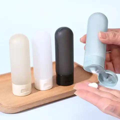 4 Pcs Travel Bottles Portable Silicone Shampoo Container Refillable Leak Proof Tubes BPA Free Squeezable Clear Soft