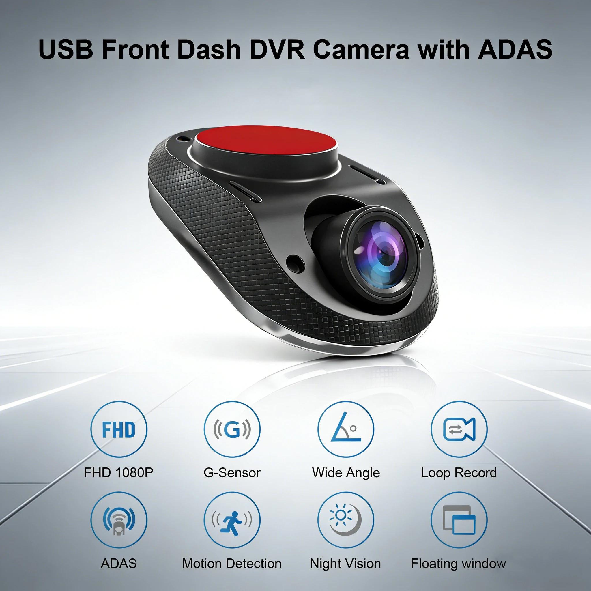 USB Front Dash Camera Universal Car DVR for Android System 1080P HD with ADAS Night Vision 140° Wide Angle Loop Recording