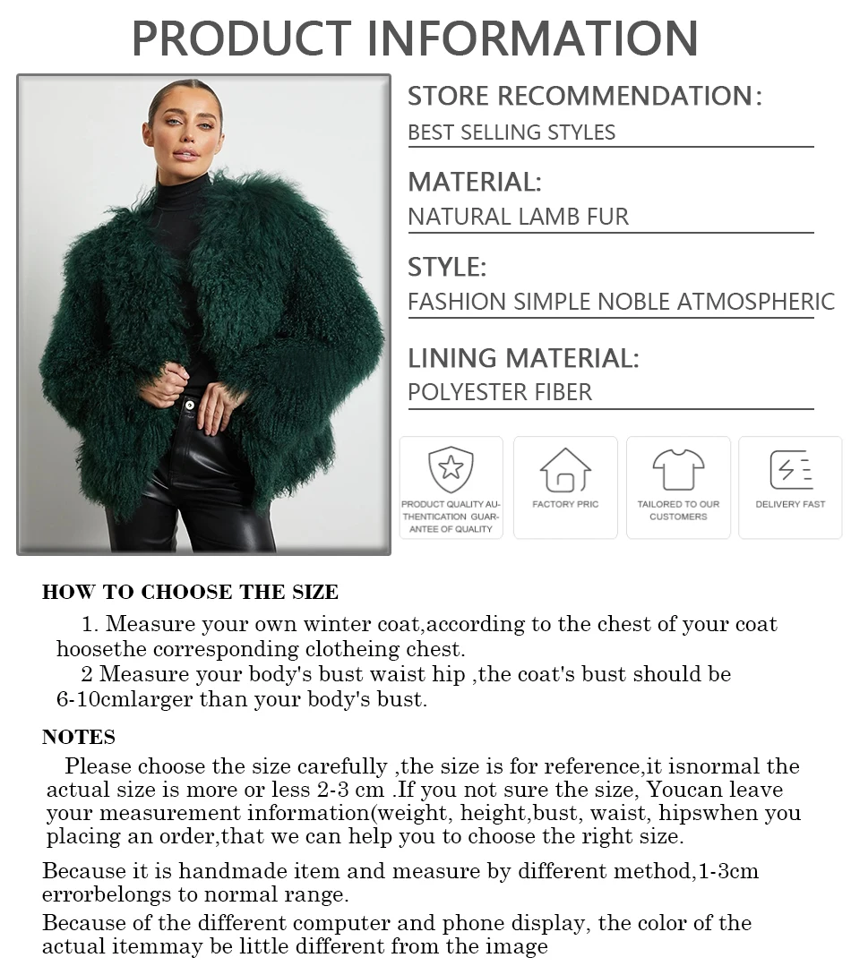 Natural Sheepskin Jacket Real Fur Jackets Women Mongolian Lamb Fur Coat Round Collar Best Selling Short Coat