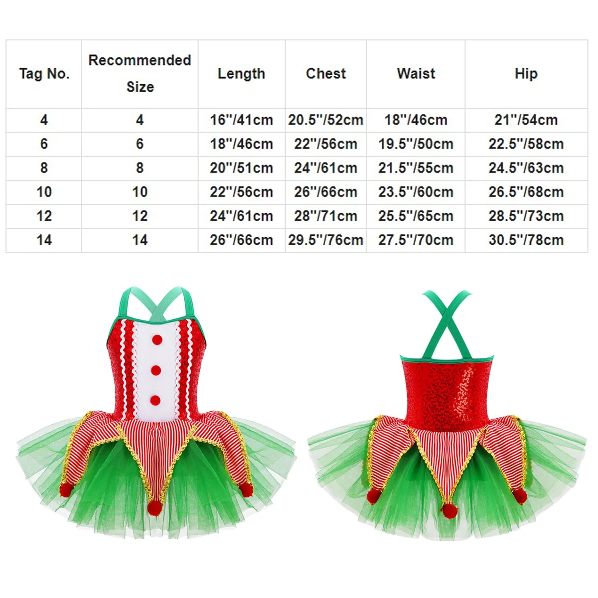 Children Girls Christmas Elf Circus Clown Cosplay Costumes Sleeveless Sequins Ballet Tutu Dance Dress Figure Skating Leotard