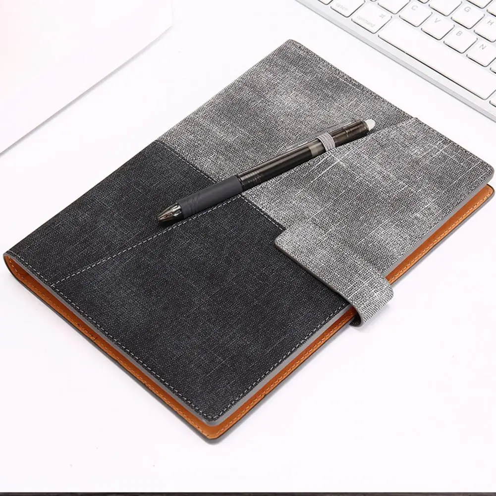 Reusable Sketchbook Erasable Metal Binder Reusable Notebook Faux Leather Cover with Pen Holder Magnetic Button for Students