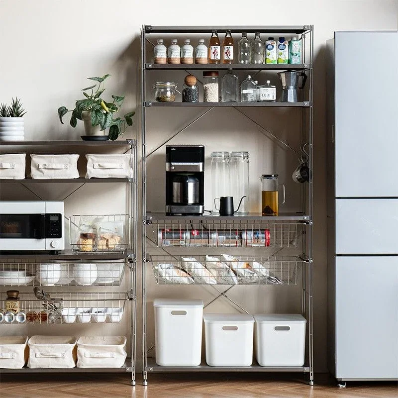 Stainless steel kitchen rack, microwave oven, multi-functional storage rack