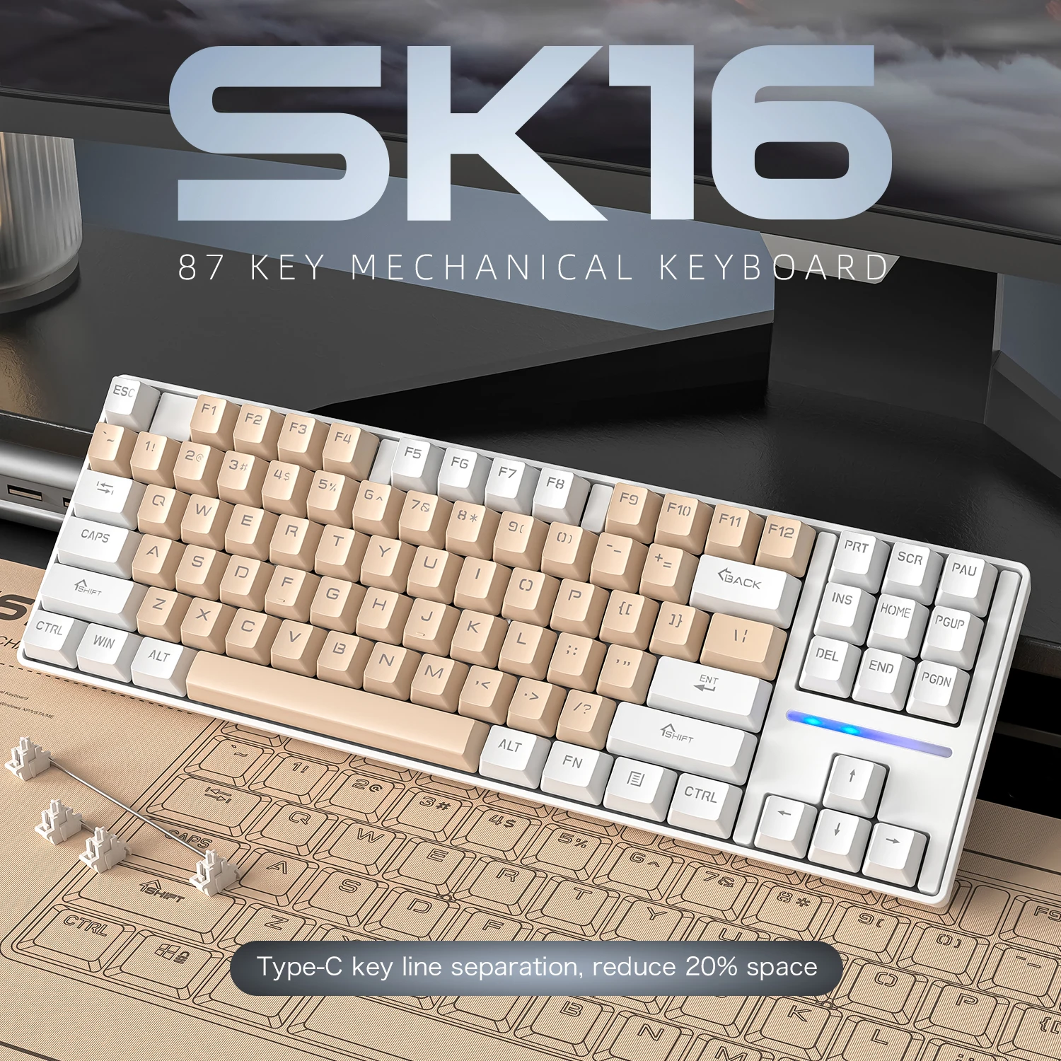 SMAILWOLF SK16 Wired mechanical keyboard e-sports gaming notebook home Korean Spanish Russian Arabic Thai customized