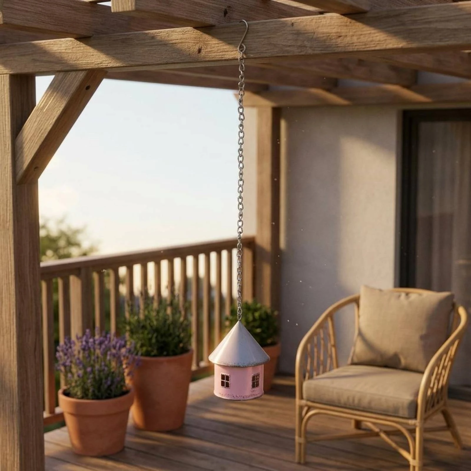House-Shaped Hanging Ornament Conical Roof Metal House Ornament Easy to Hang Reusable for Yard, Balcony