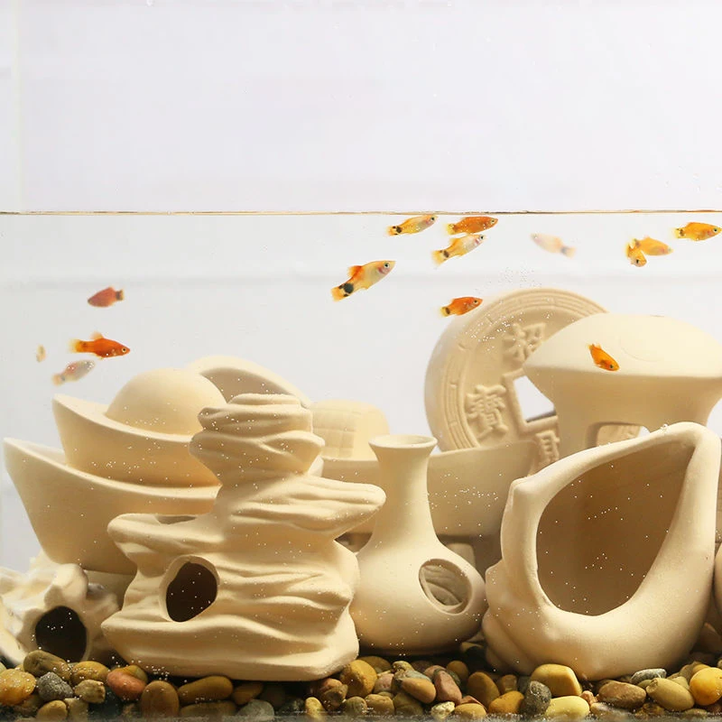 Aquarium Decoration Fish Shrimps Shelter House Fish Tank Ceramic House Pottery Scorpion House Canister Stone Cave Ornament