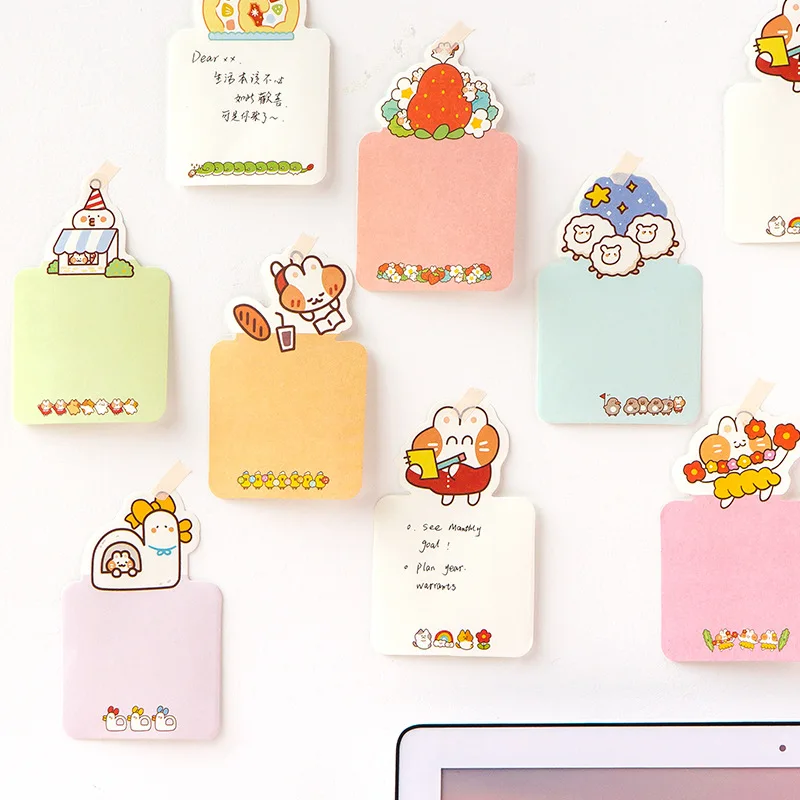 

50 Sheets Pocket Memo Cute Cartoon Animals Portable Note Paper Non-sticky Various Colors Student Convenient Small Memory Note