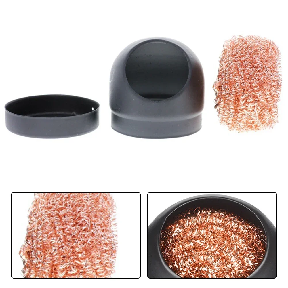 Solder Iron Tip Dross Cleaner Welding Desoldering Cleaning Ball Welding Soldering Iron Mesh Filter Metal Wire Stand