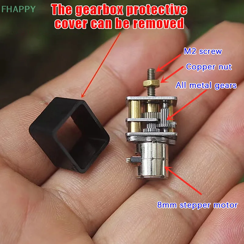 Stepper roda gigi 8mm Motor Mini, sekrup geser 8mm roda gigi logam pengurang roda gigi Motor Robot mobil