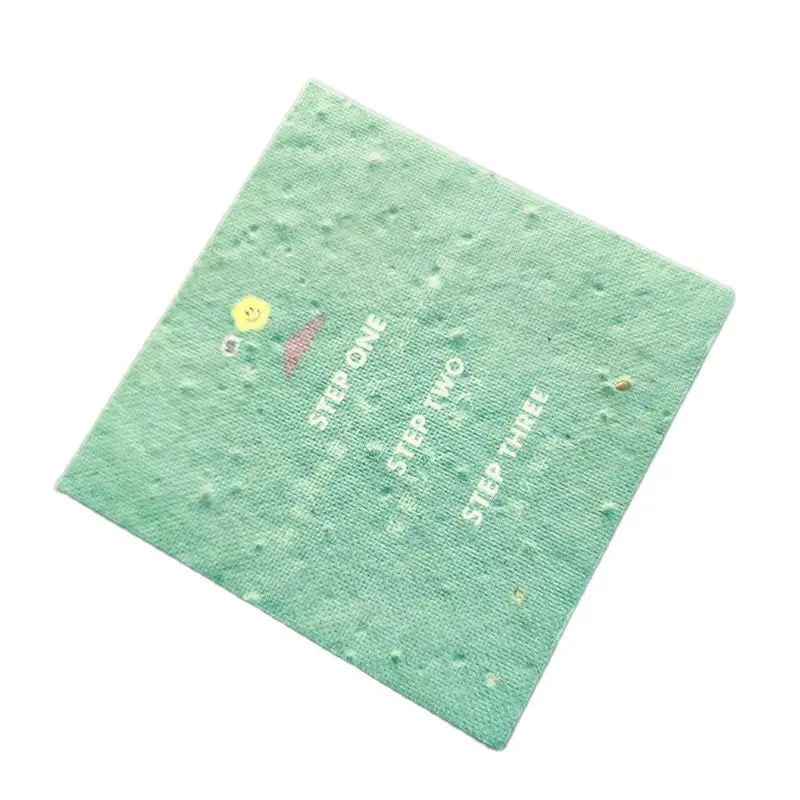 Environmental Friendly Handmade Seed Paper Card with Custom Printing Biodegradable Sprouting Paper Hangtag Holiday Greeting Card