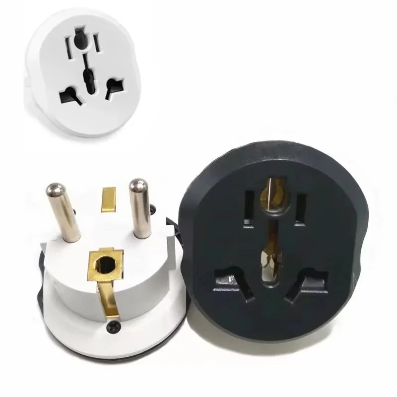 4.8mm EU Plug Adapter 16A 250V Travel Wall Adapter Converter 2 Round Socket Universal AU US UK CN To EU KR AC Electric Socket