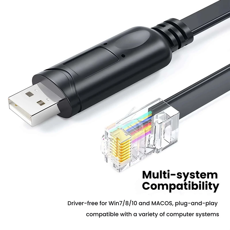 1.8 متر FTDI رقاقة FT232R كابل وحدة التحكم USB نوع-A ذكر إلى RJ45 8P8C جاك التمديد لمعدات الشبكة Cisco Huawei H3C Tengda