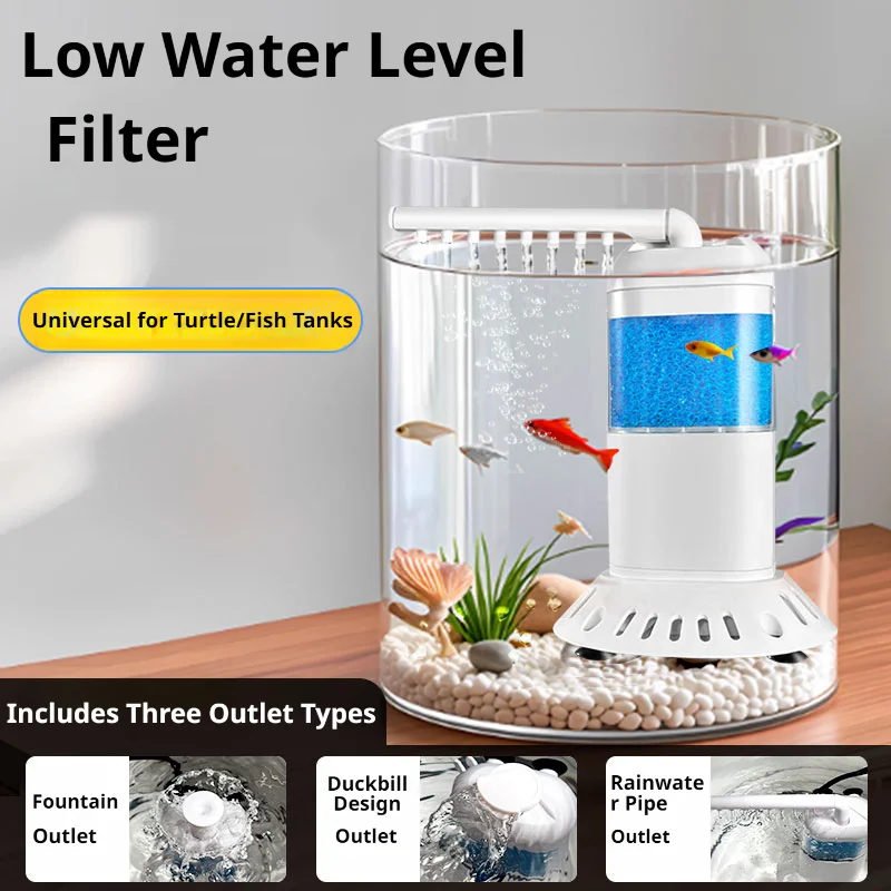 3 In1 Aquarium Filter Pump for Odd-Shaped, Mini Tanks & Turtle Tanks Low-Water-Level Purification, Oxygen, Water Pump 220V-240V