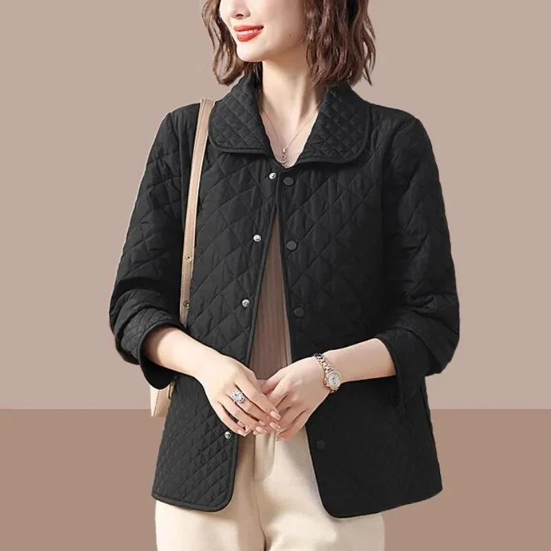 Mom's Outfit Splicing Together Winter Outwear Ladies Fashion Short ParkaTops Coat Spring Autumn Female Lingge Puffer Jacket