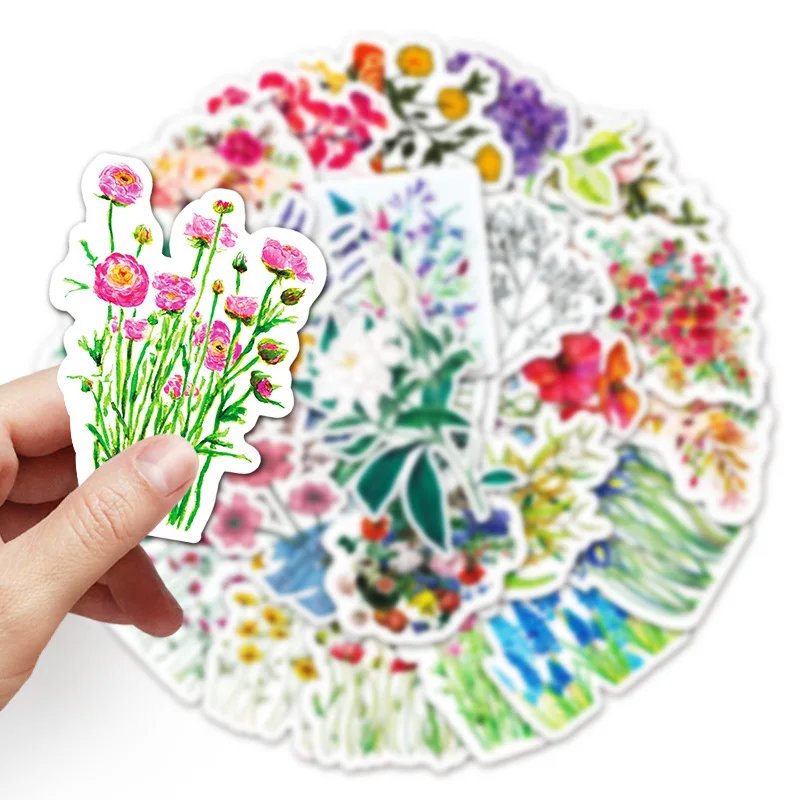 10/30/50pcs Colorful Flowers Personalized Diy Cartoon Graffiti Stickers Plant Phone PVC Laptop Suitcase Motorcycle Decal Sticker