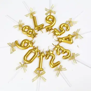 玫瑰金皇冠領結造型數字蠟燭(0-9),用於生日蛋糕裝飾 10 最佳銷售 金色蠟燭 - №9