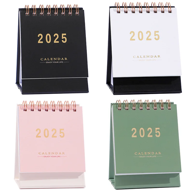 4 styles 2025 simple solid color Morandi calendar desk English small desk calendar  notes memo message Scrapbooking Material