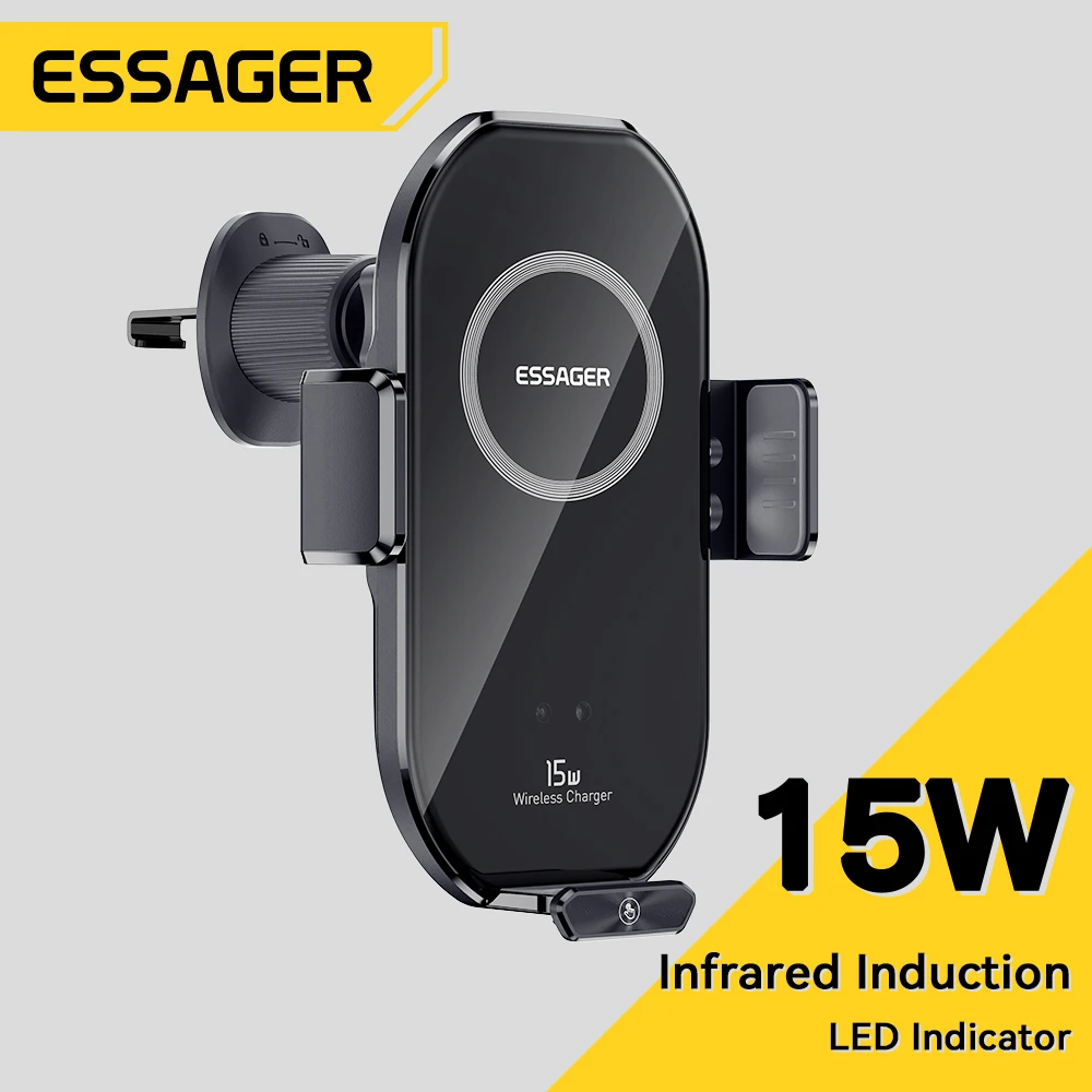 Essager 15W Wireless Fast Charging  Car Phone Holder For iPhone 16 15 14 13 Pro Max  Car Charger Aircon Vent Holder