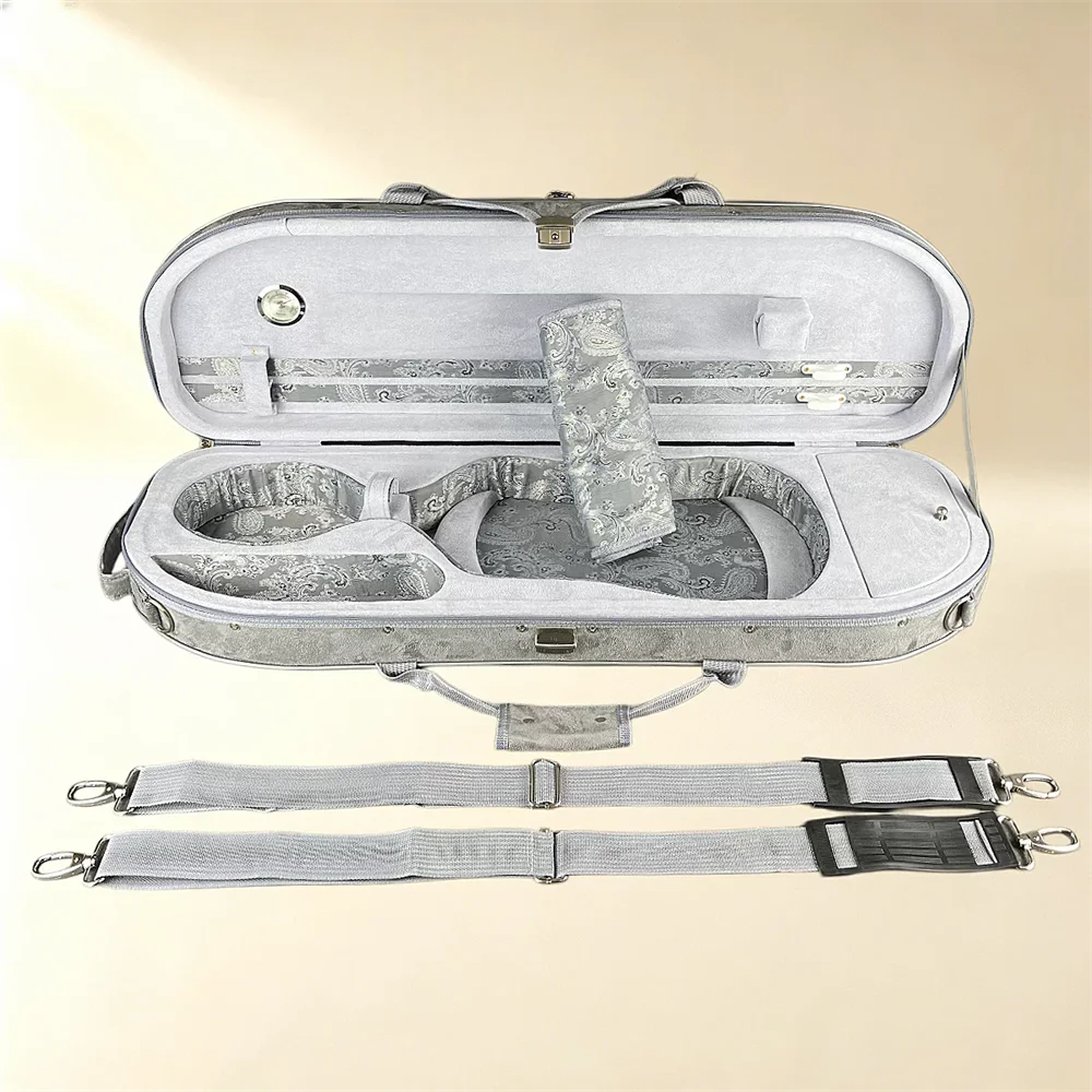 Beautiful jacquard lining-Oblong Shaped 4/4 Violin Case Cкрипка  كمان Ammoon w/ Soft Interior 1.45kg