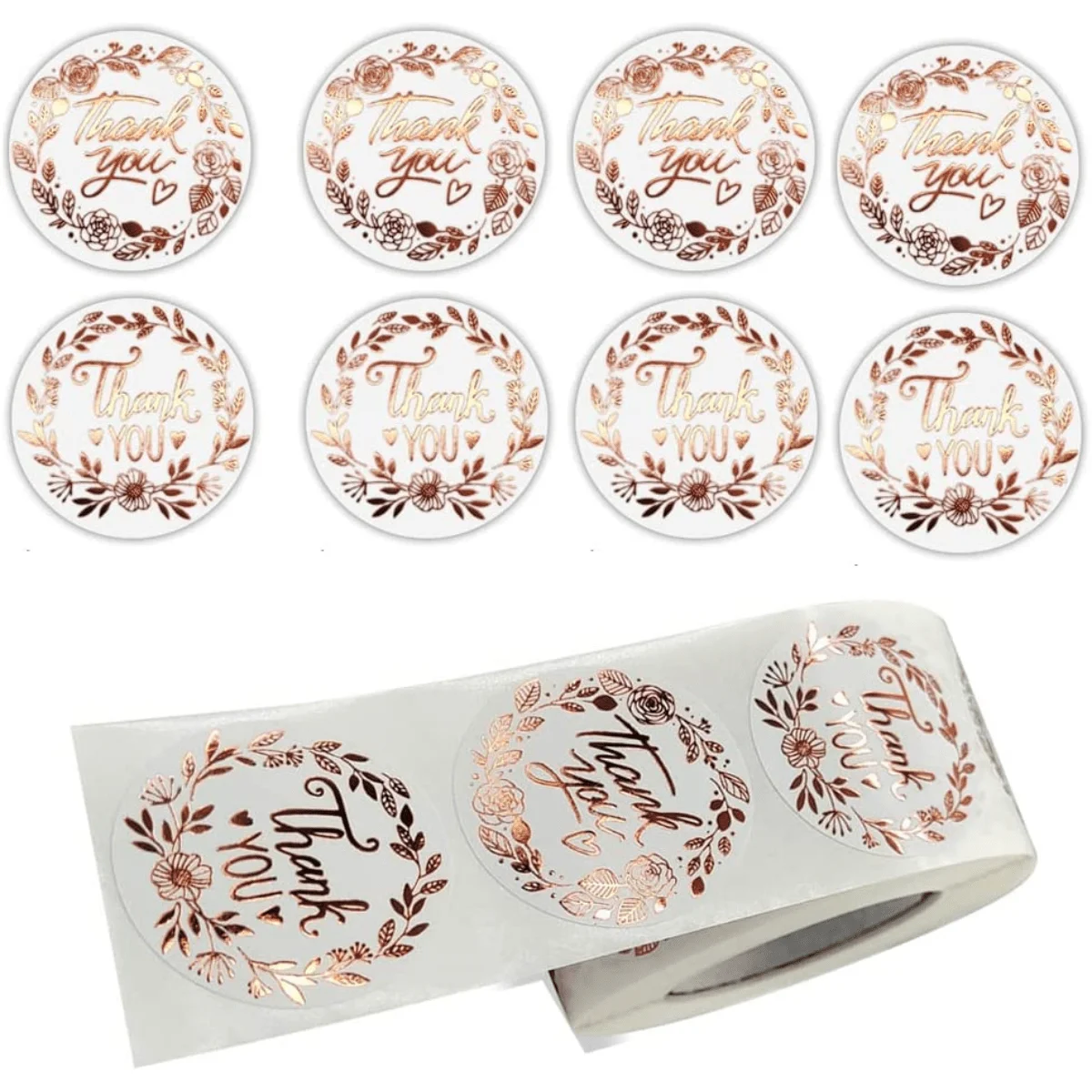 1/2 لفات من ملصقات الشكر الذهبية الوردية لدعم ملصقات الأعمال الصغيرة الخاصة بي، ملصقات شكرًا لك لبطاقات المعايدة #5