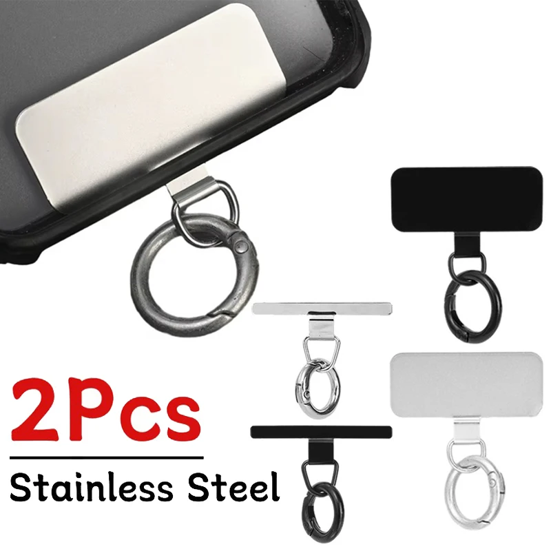Stainless Steel Hanging Chain Anti-Lost Universal Metal Clips Phone Lanyard Tether Strap Tab Card Ultra-thin Cell Phone Patches