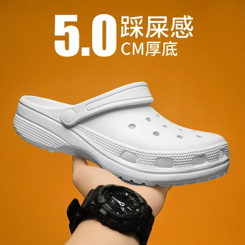2025 Zapatos con agujeros para mujeres y hombres Sandalias antideslizantes de verano para exteriores Zapatillas de playa con punta cerrada y sensación de mierda Fondo grueso Fondo suave