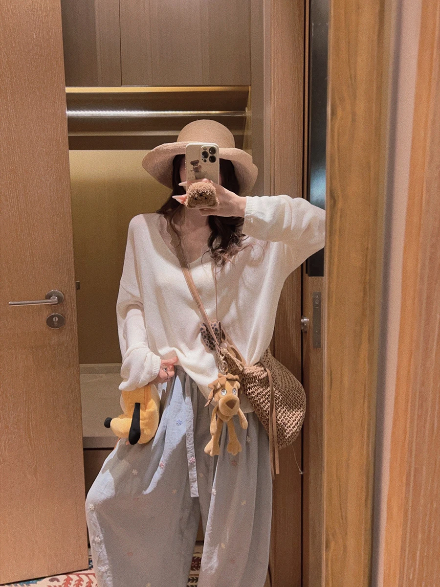 

Yukiss Breathable Lightweight Linen Long Sleeve Knitted Shirt Casual Loose Fit Women's Open Cardigan Spring Thin Regular Length