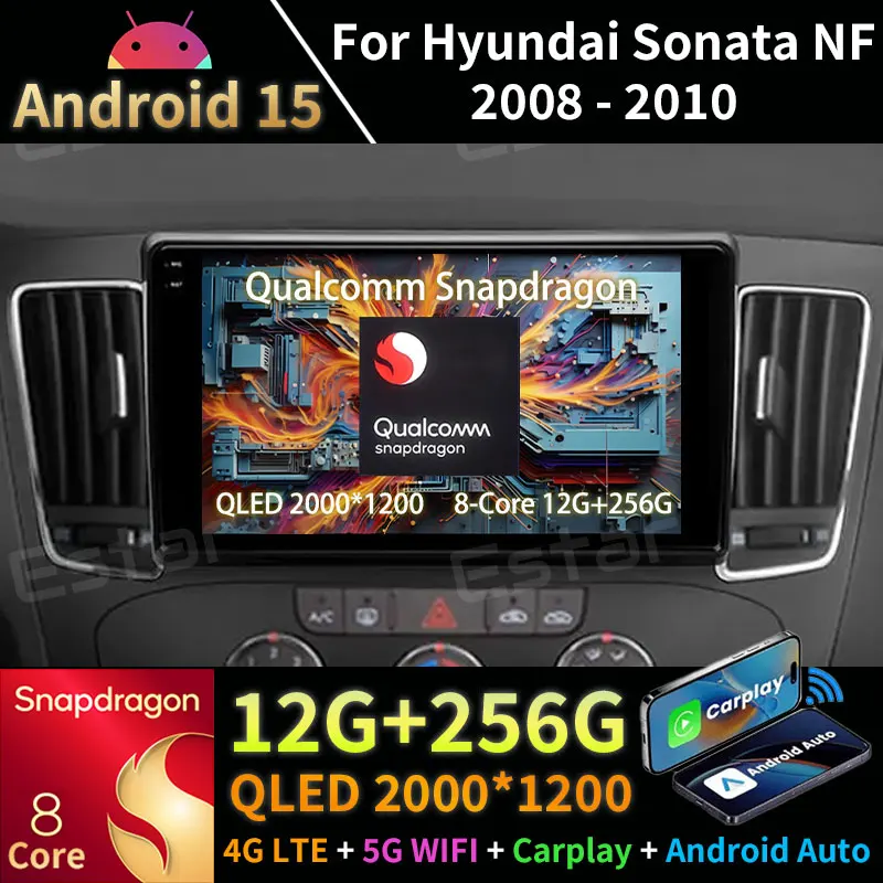 Автомобильное радио Android 15 для Hyundai Sonata NF 2008-2010 MT GPS Мультимедийный плеер Navi Головное устройство 360 Камера Carplay Видео Беспроводное Автомобильное радио Android 15 для Hyundai Sonata NF 2008-2010 MT GPS Мультимедийный плеер Navi Головное устройство 360 Камера Carplay Видео Беспроводное