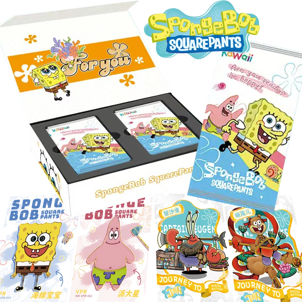 

Kawaii SpongeBob SquarePants Collection Card Comedy Animated Characters Q Version Creative Refrigerator Sticker Card Child Gift