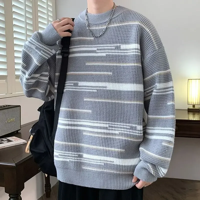 Runder Kragen neu in Pullover männlich Herbst und Winter Rundhals ausschnitt Herren Strick pullover ästhetisch gewebte Streetwear billige Top Strickwaren