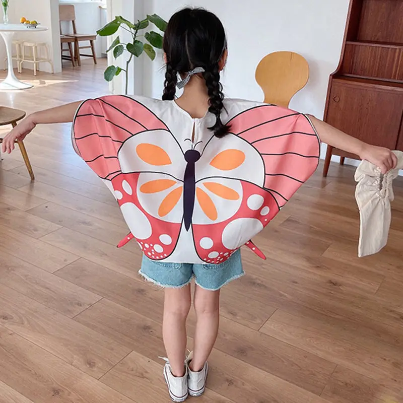 2021 New Fashion Summer Clothes Girls T-shirt 3-8Y Kids Half Sleeve Butterfly Wing T-shirt for Baby Girls Clothes Girl Loose Top