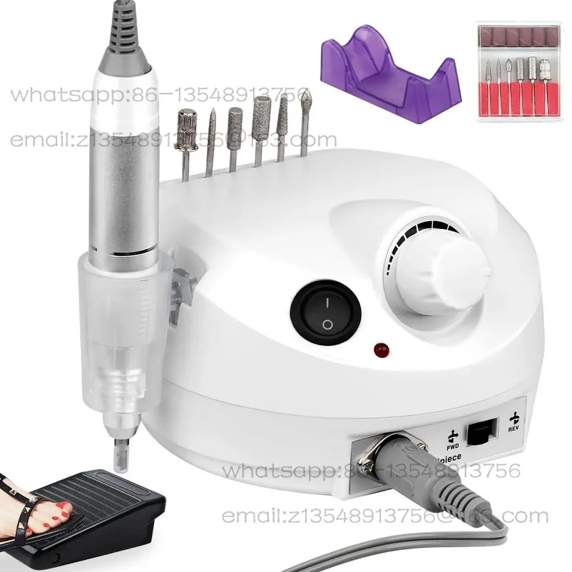 Electric Acrylic Nail Drill 30000 RPM  File with Foot Pedal Manicure Set, Nail Grinder for Gel Nails with  Drill Bits