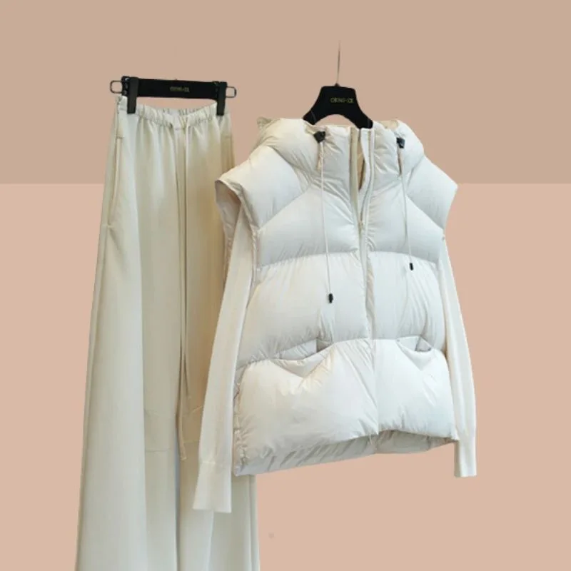 เสื้อกั๊กผ้าฝ้ายหนานุ่มสำหรับฤดูใบไม้ร่วงและฤดูหนาว ผู้หญิง 2026 แฟชั่นใหม่ สไตล์หลวมสบาย แบบมีฮู้ด สีพื้น เสื้อคลุมตัวนอกสำหรับผู้หญิง