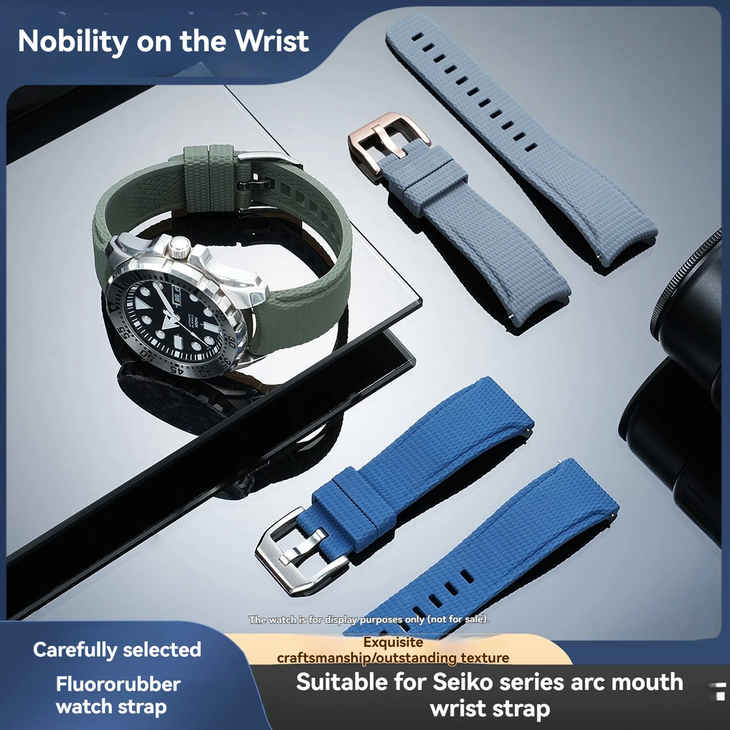 Curved interface quick release universal fluorine rubber watchband suitable for Omega Mido Wanguo Seiko Tissot Breitling strap