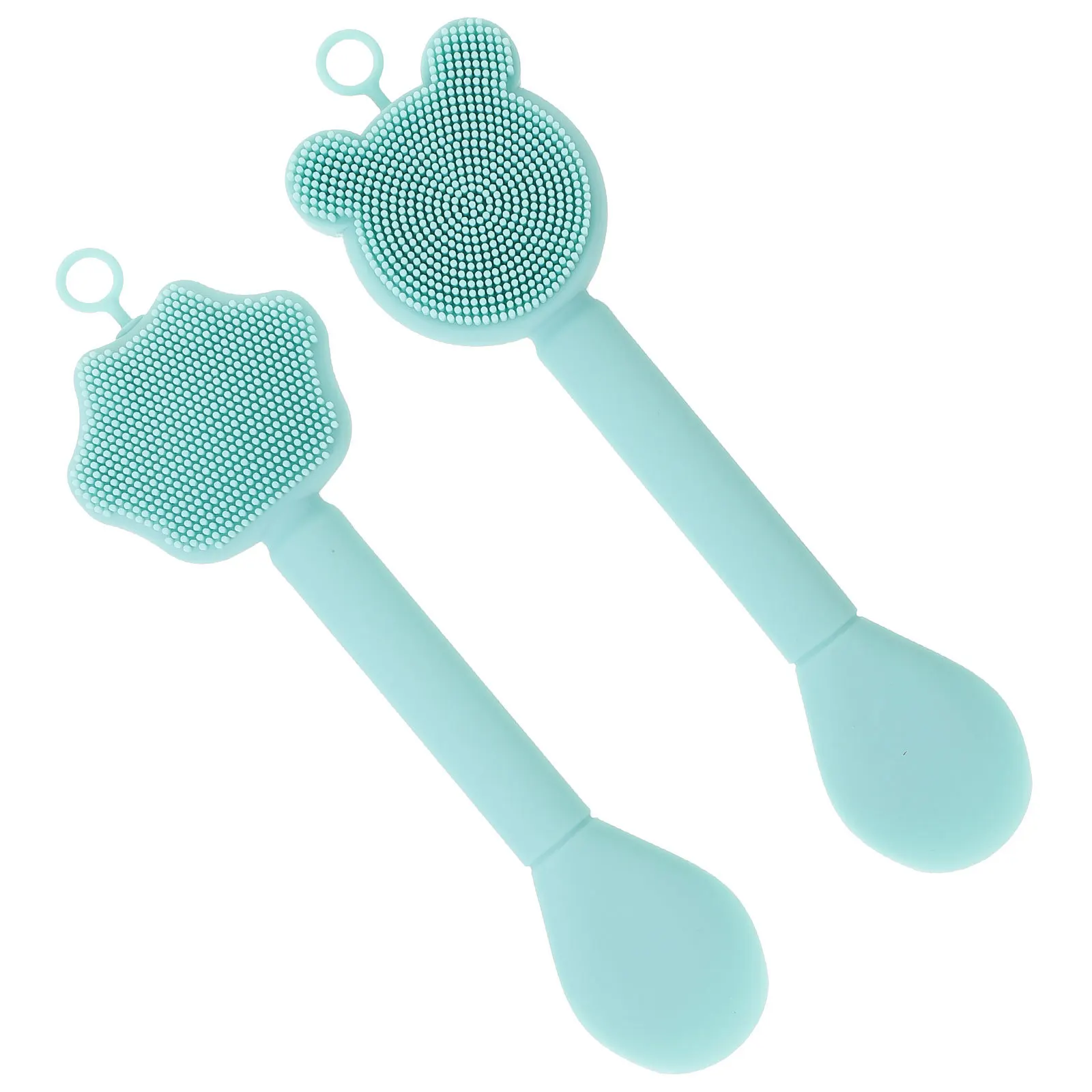 2 個のシリコーン洗顔ブラシダブルエンドソフトフェイスマスクアプリケータースクラバー洗顔ディープクリーニングスキンスムーズ