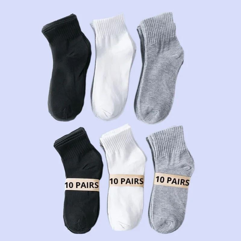 

10 Pairs 2024 New High Quality Men's Breathable Mid Tube Socks Office Casual Business Sock Sneakers Shoes Stocking Work Socks